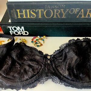 BLACK SEE THROUGH LACE VICTORIAS SECRET BRA!!🖤🖤🖤🖤36DD